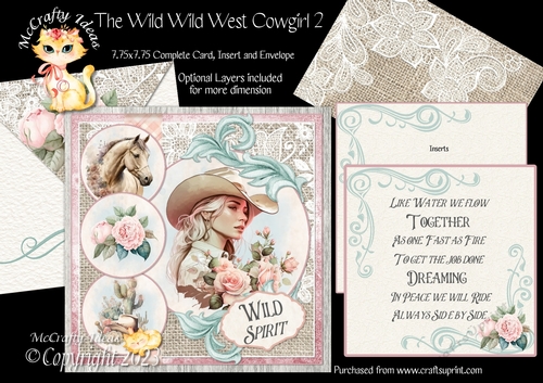 The Wild Wild West Cowgirl 2  7.75x7.75 Simply Cards 