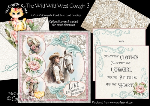 The Wild Wild West Cowgirl 3  7.75x7.75 Simply Cards 