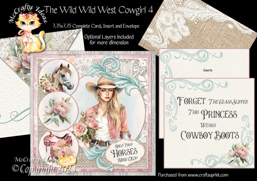 The Wild Wild West Cowgirl 4  7.75x7.75 Simply Cards 