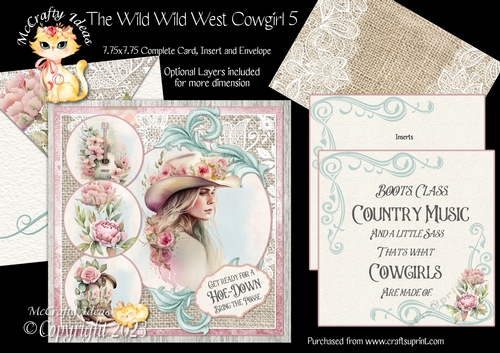 The Wild Wild West Cowgirl 5  7.75x7.75 Simply Cards 