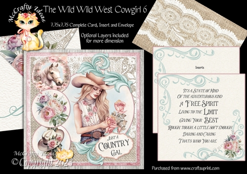 The Wild Wild West Cowgirl 6  7.75x7.75 Simply Cards 
