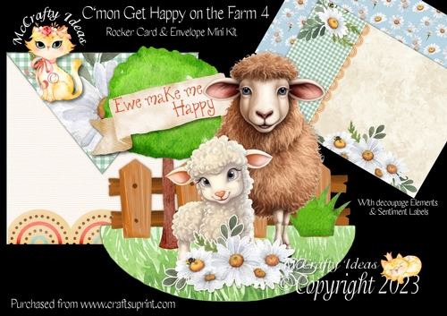 Cmon Get Happy on the Farm 4  Rocker Card