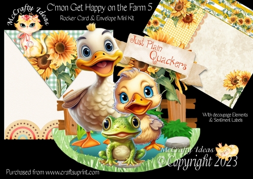 Cmon Get Happy on the Farm 5  Rocker Card