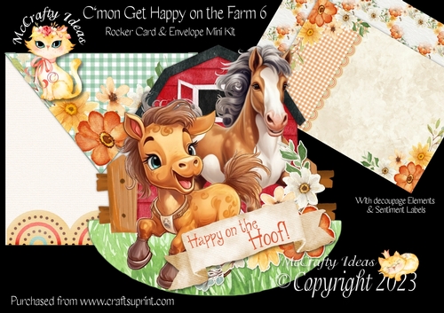 Cmon Get Happy on the Farm 6  Rocker Card