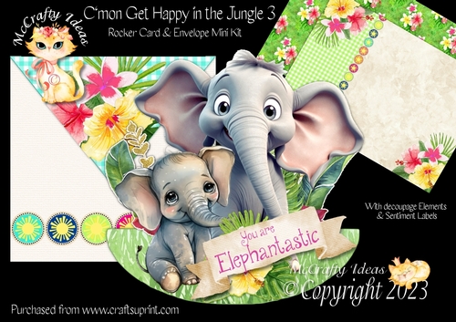 Cmon Get Happy in the Jungle 3 Rocker Card