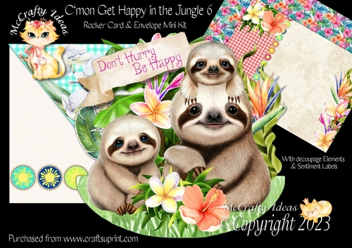 Cmon Get Happy in the Jungle 6 Rocker Card
