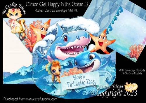 Cmon Get Happy in the Ocean 3 Rocker Card