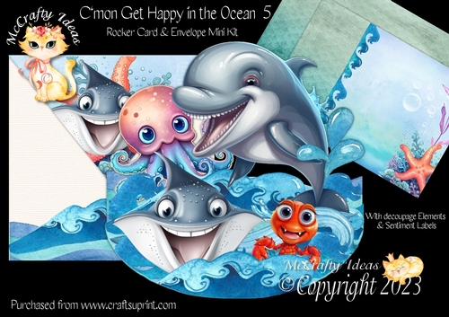 Cmon Get Happy in the Ocean 5 Rocker Card