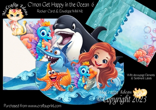 Cmon Get Happy in the Ocean 6 Rocker Card
