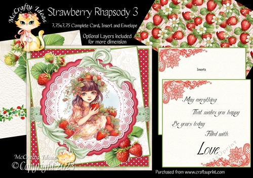 Strawberry Rhapsody 3  7.75x7.75 Simply Cards 