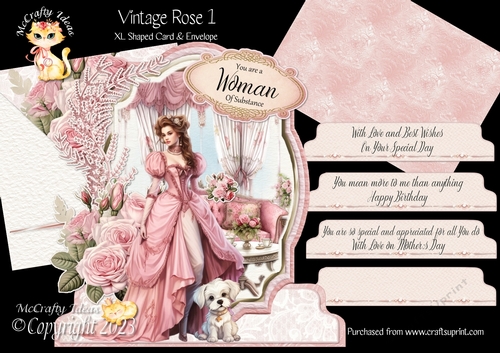 Vintage Rose 1 XL Shaped Card Kit