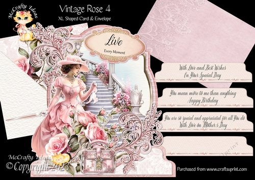 Vintage Rose 4 XL Shaped Card Kit