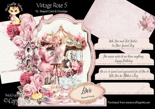 Vintage Rose 5 XL Shaped Card Kit