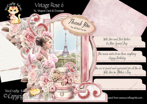 Vintage Rose 6 XL Shaped Card Kit