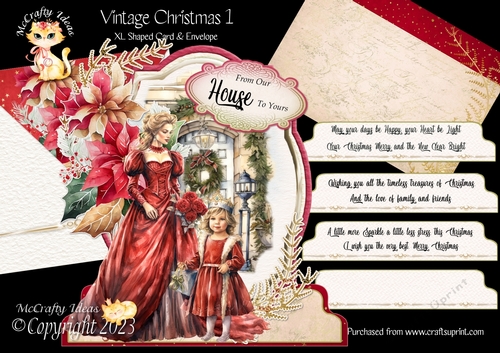 Vintage Christmas 1 XL Shaped Card Kit