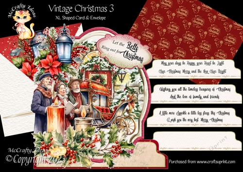Vintage Christmas 3 XL Shaped Card Kit