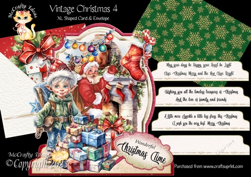 Vintage Christmas 4 XL Shaped Card Kit