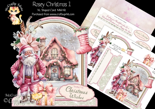 Rosey Christmas 1 XL Shaped Card Kit