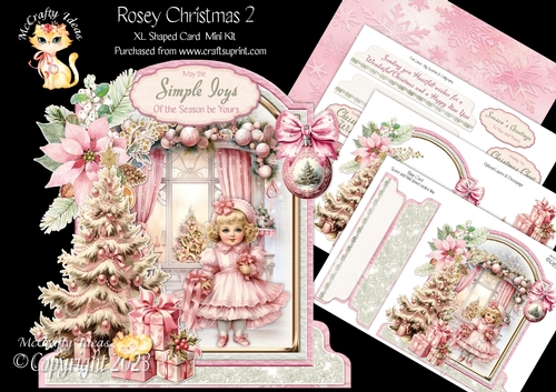 Rosey Christmas 2 XL Shaped Card Kit
