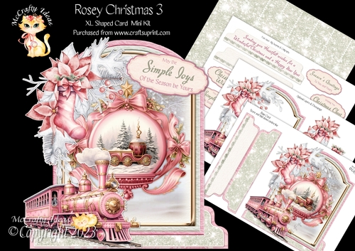 Rosey Christmas 3 XL Shaped Card Kit