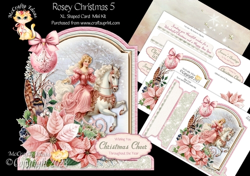 Rosey Christmas 5 XL Shaped Card Kit