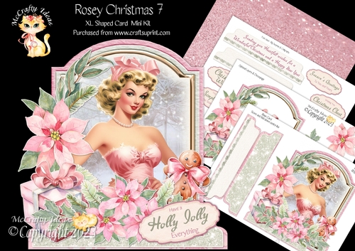 Rosey Christmas 7 XL Shaped Card Kit