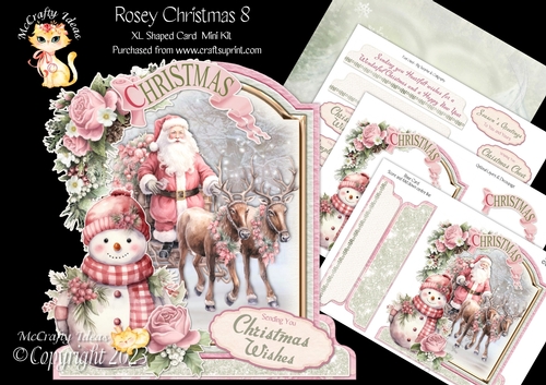 Rosey Christmas 8 XL Shaped Card Kit