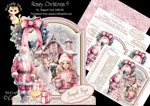 Rosey Christmas 9 XL Shaped Card Kit