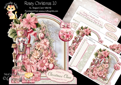 Rosey Christmas 10 XL Shaped Card Kit