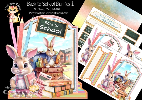 Back to School Bunnies 1 XL Shaped Card Kit