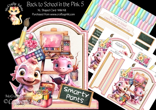 Back to School in the Pink 5 XL Shaped Card Kit