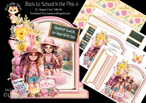 Back to School in the Pink 6 XL Shaped Card Kit