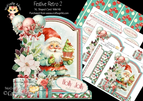 Festive Retro 2 XL Shaped Card Kit