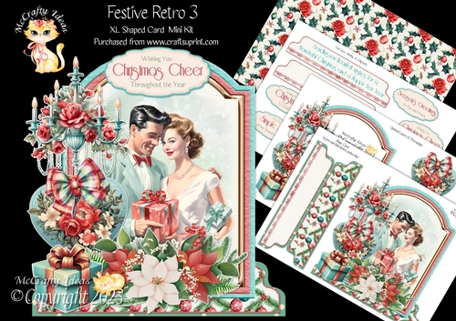 Festive Retro 3 XL Shaped Card Kit