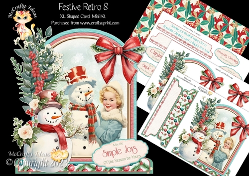 Festive Retro 8 XL Shaped Card Kit