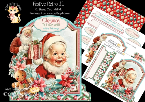 Festive Retro 11 XL Shaped Card Kit