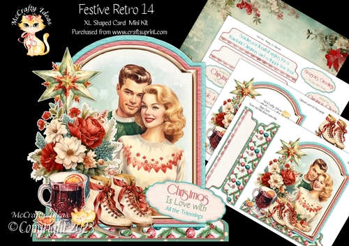 Festive Retro 14 XL Shaped Card Kit
