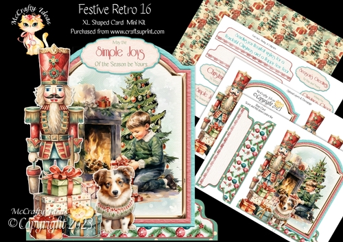 Festive Retro 16 XL Shaped Card Kit