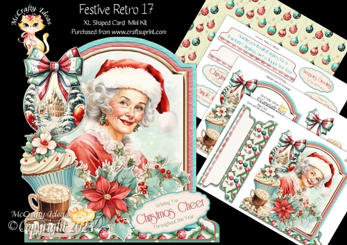 Festive Retro 17 XL Shaped Card Kit