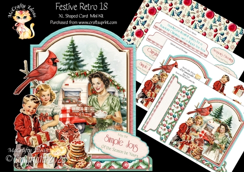 Festive Retro 18 XL Shaped Card Kit