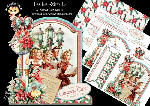 Festive Retro 19 XL Shaped Card Kit