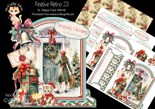 Festive Retro 23 XL Shaped Card Kit
