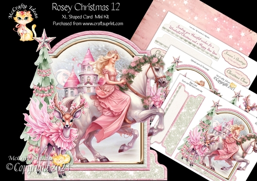 Rosey Christmas 12 XL Shaped Card Kit