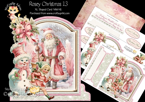 Rosey Christmas 13 XL Shaped Card Kit