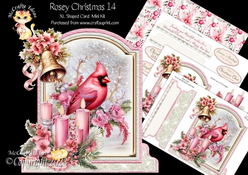 Rosey Christmas 14 XL Shaped Card Kit