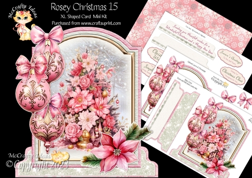 Rosey Christmas 15 XL Shaped Card Kit
