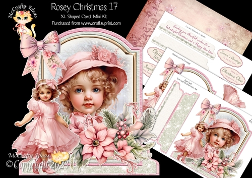 Rosey Christmas 17 XL Shaped Card Kit