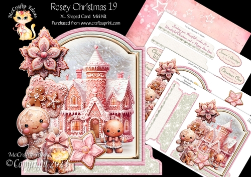 Rosey Christmas 19 XL Shaped Card Kit