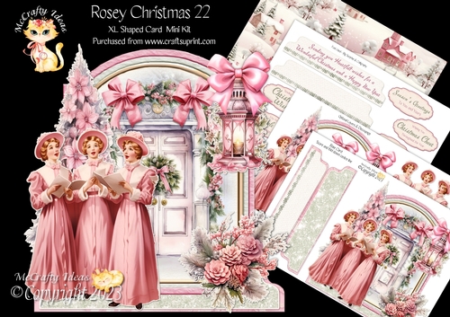 Rosey Christmas 22 XL Shaped Card Kit