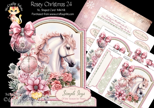 Rosey Christmas 24 XL Shaped Card Kit